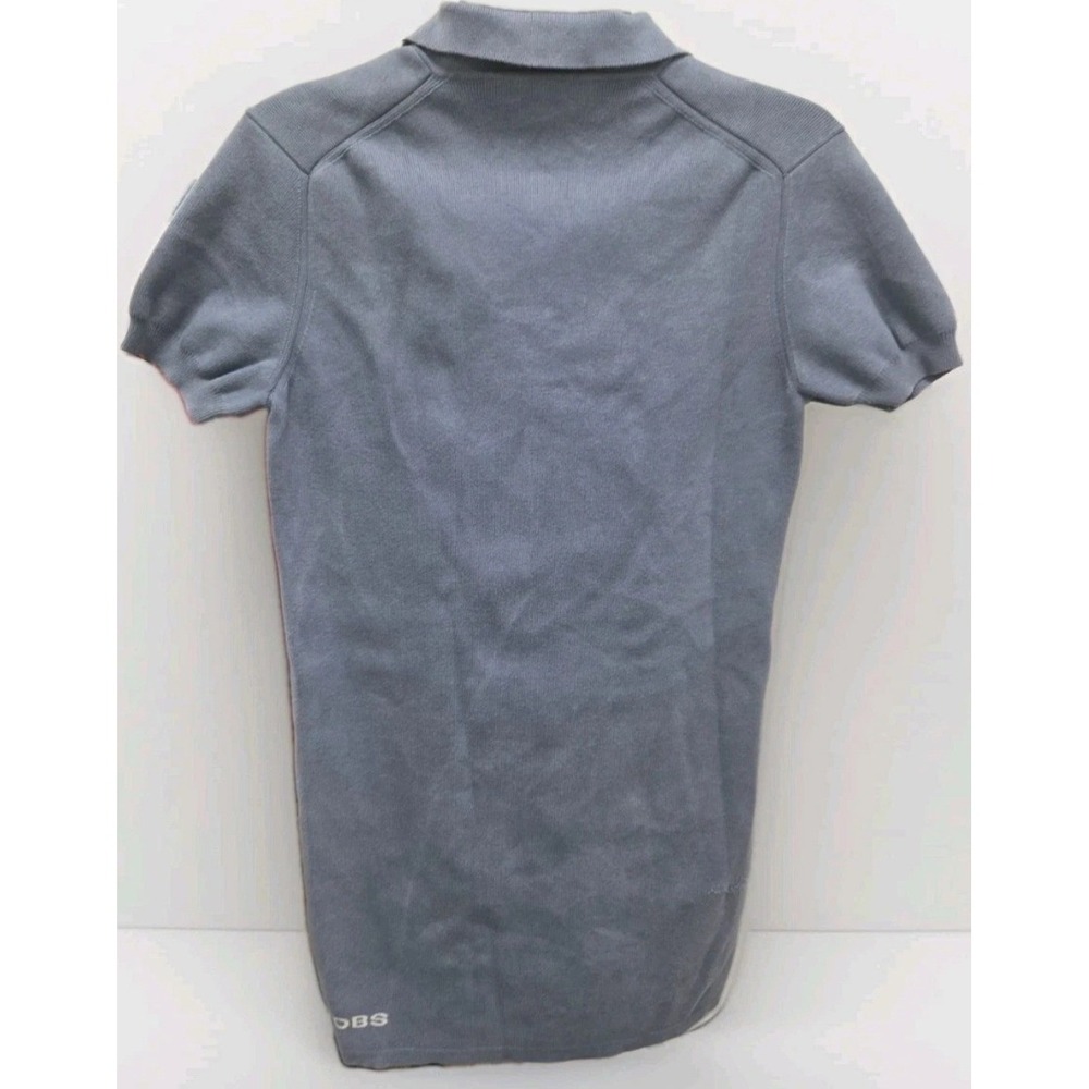 Marc Jacobs Womens Knit Polo Shirt Blue Grey Short Sleeve Logo Hem Size S - Picture 4 of 4